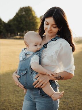 Mumsie Classic Denim Overalls for Maternity and Baby Wearing - NWOT